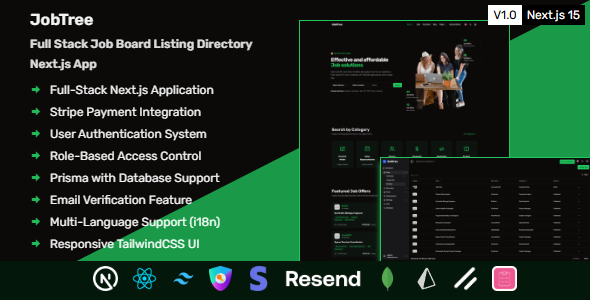 JobTree – Full Stack Job Board Listing Directory Next.js App