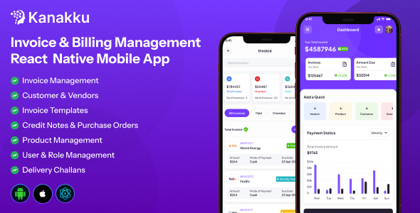 Kanakku – React Native Mobile App Addon