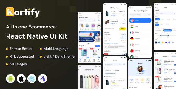 Kartify – Ecommerce React Native Expo Template