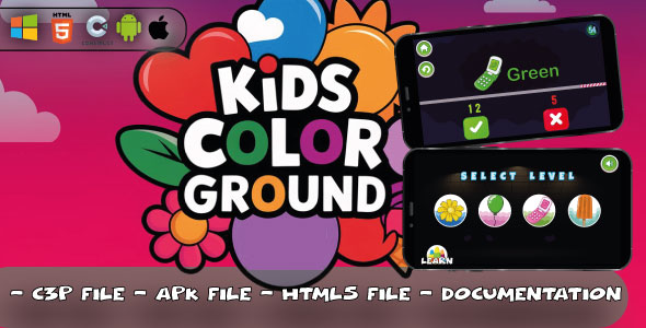 Kids Color Ground – Construct 3 Kids Learning Game – HTML5