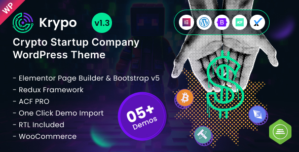 Krypo – Crypto  Blockchain Startup Elementor WordPress Theme