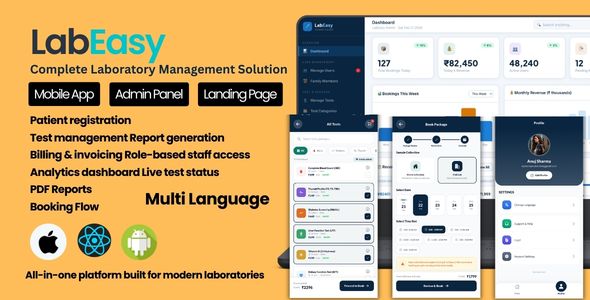 LabEasy – Complete Laboratory Management Software | Admin Panel Website and Mobile App UI | SaaS