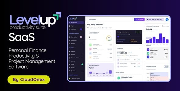 LevelUp SaaS – All-in-One Personal Finance, Productivity  Project Management Suite