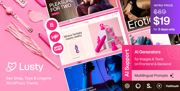 Lusty – Sex Shop, Toys  Lingerie WordPress Theme