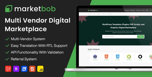 Marketbob – Multi-Vendor Digital Marketplace (SAAS)
