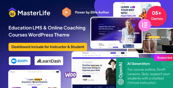 MasterLife – Education LMS  Online Coaching Courses WordPress Theme