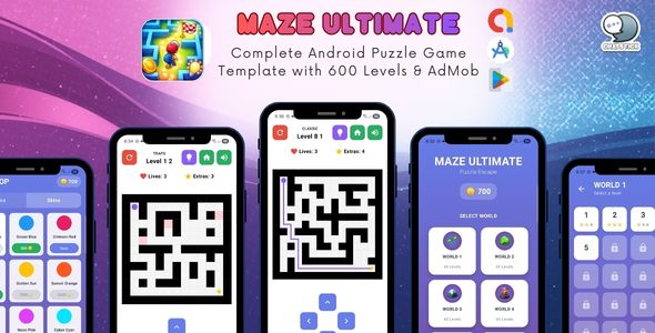 Maze Ultimate – Complete Android Puzzle Game Template with 600 Levels  AdMob