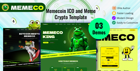 Memeco – Meme Coin ICO  Crypto Tailwind CSS Template