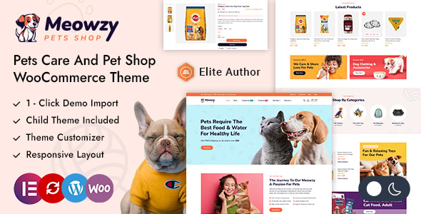 Meowzy – Pets Care  Pet Shop WordPress Theme