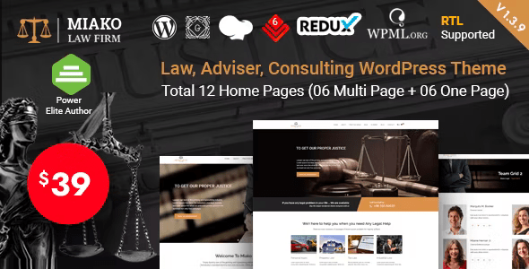 Miako – Lawyer  Law Firm WordPress Theme