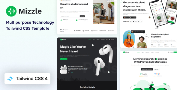 Mizzle – Technology Corporate Tailwind CSS HTML Template