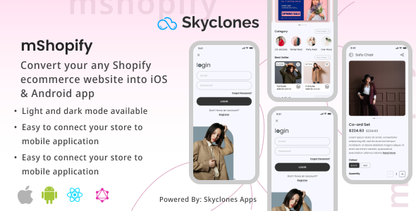 MShopify – Complete app using react native shopify + graphQL