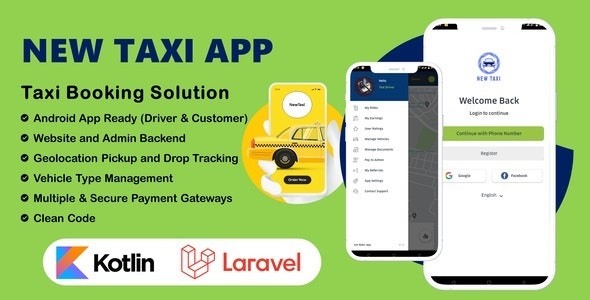 NewTaxi App – Online Taxi Booking App With Admin Panel  Driver/User Panel | Multi Payment Gateways
