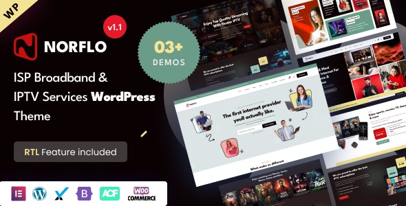 Norflo – ISP  IPTV Services Elementor WordPress Theme