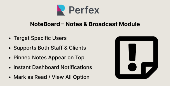 NoteBoard – Notes  Broadcast Module for Perfex CRM
