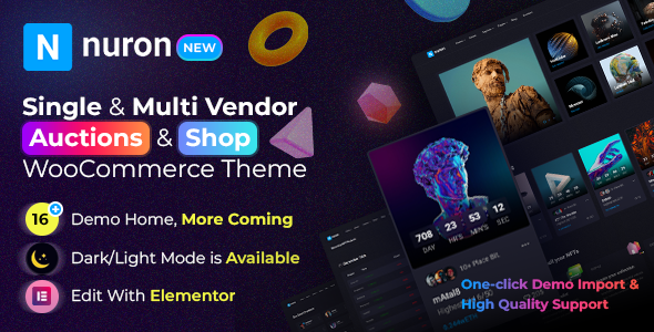 Nuron – Multi Vendor Auctions  NFT WooCommerce Theme