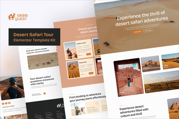 OasisQuest – Desert Safari Tour Elementor Template Kit