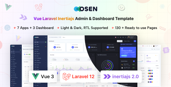 Osen – Vue Js + Laravel Inertia Js Admin Dashboard Template