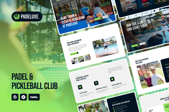 Padeluxe – Sports Club Training Academy Elementor Template Kit