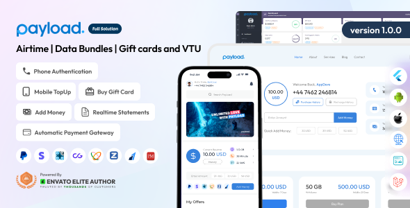 PayLoad – Airtime | Data Bundles | Gift cards and VTU Full Solution