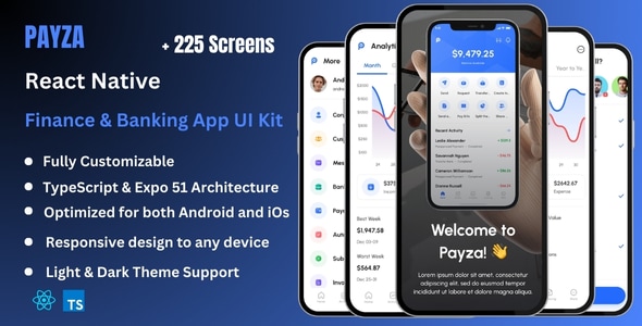 Payza Pro – Finance, Banking, E-Wallet  Online Payment React Native Expo App Ui Kit