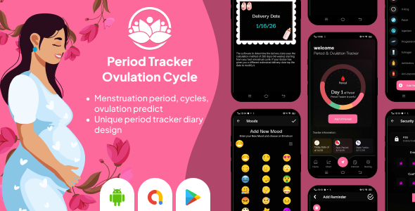 Period Tracker Ovulation Cycle – Menstrual Calendar – Pregnancy Pill Reminder