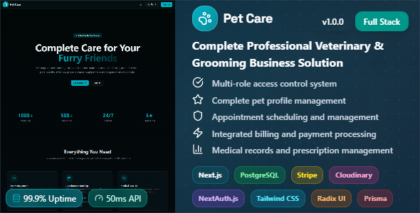 Pet Care – Complete Professional Veterinary  Grooming Business Solution | Next.js, PostgreSQL