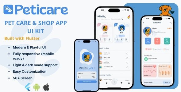 Peticare – Flutter Pet Care App UI Kit