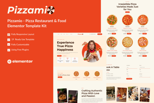 Pizzamio – Pizza Restaurant  Food Elementor Template Kit