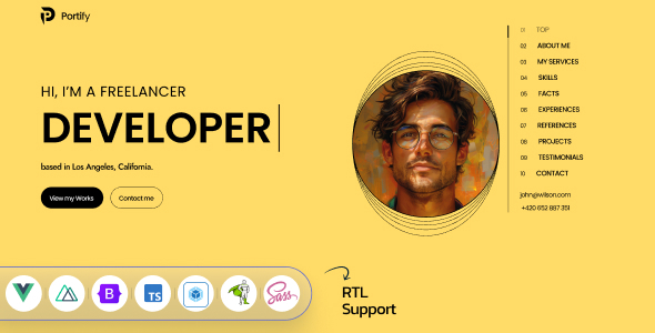 Portify – Personal Portfolio Vue Nuxt JS Template