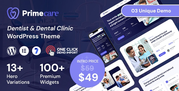 Primecare – Dentist  Dental Clinic WordPress Theme