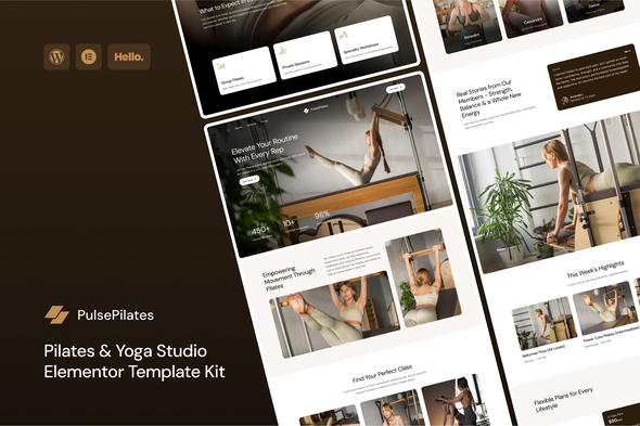 PulsePilates – Pilates  Yoga Studio Professional Business Elementor Template Kit