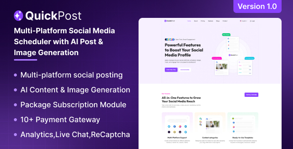 QuickPost – Multi-platform Social Media Scheduler with AI Post  Image Generation