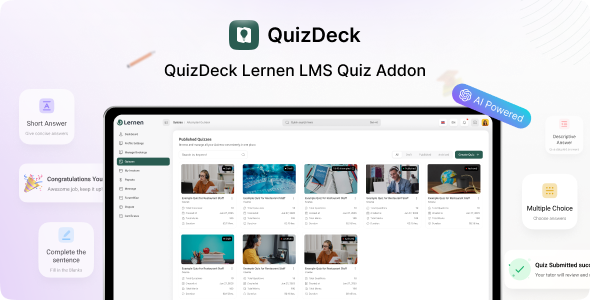 QuizDeck – Quiz Creation  Management Solution for Lernen LMS