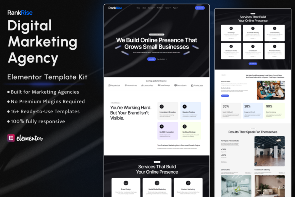 RankRise – Digital Marketing Agency Elementor Template Kit