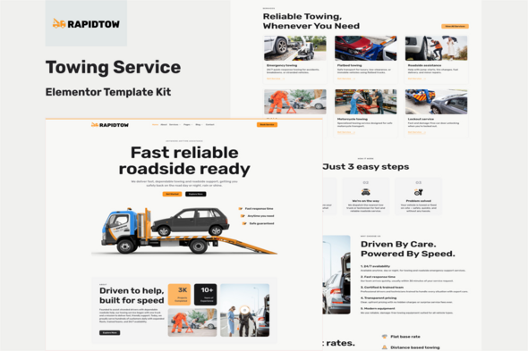 Rapidtow – Towing Service Elementor Template Kit