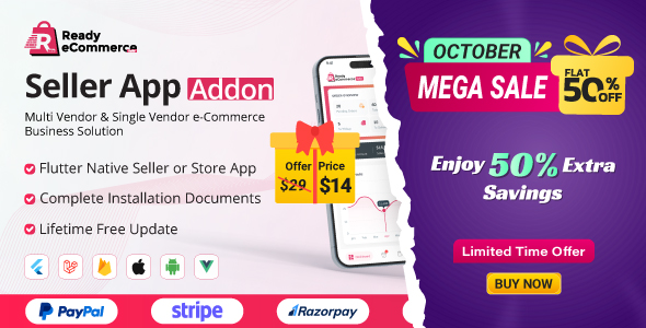 Ready eCommerce – E-Commerce Seller App | Store App | Provider App | Vendor App Addon