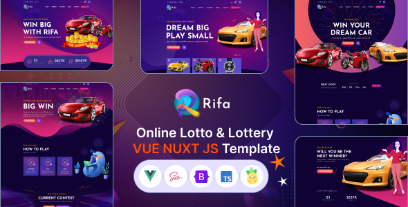 Rifa – Online Lotto  Lottery Vue Nuxt JS Template