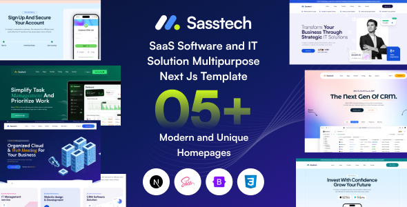 SassTech – Next JS React – SaaS Software  IT Solution Multipurpose Template