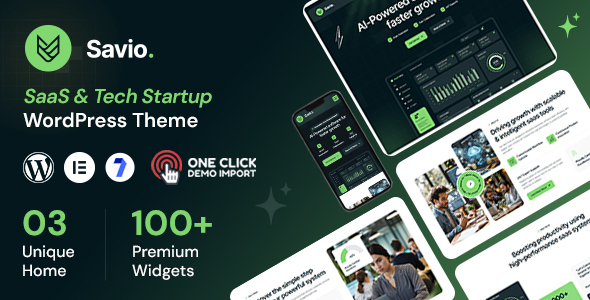 Savio – SaaS  Tech Startup WordPress Theme