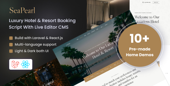 SeaPearl – Luxury Hotel  Resort Booking Script With Live Editor CMS
