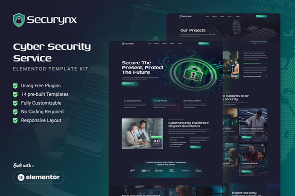 Securynx – Cyber Security Services Elementor Template Kit