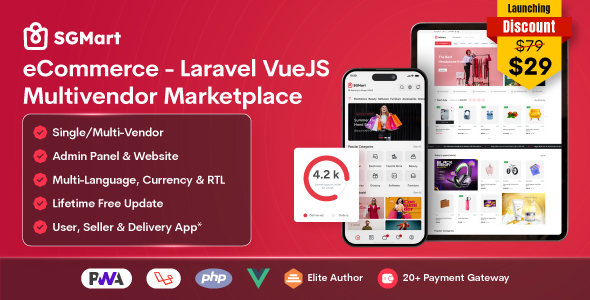 SGMart eCommerce – Laravel VueJS Multivendor Marketplace CMS with POS