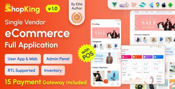 ShopKing – eCommerce App with Laravel Website  Admin Panel with POS | Inventory Management