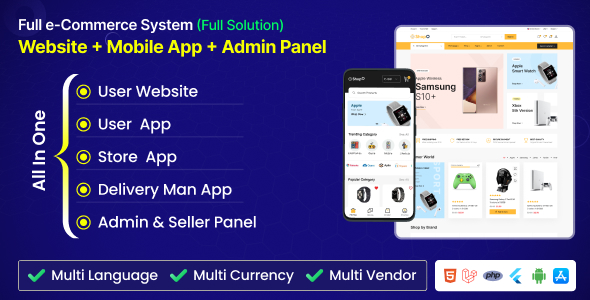 Shopo – Multivendor eCommerce Admin Panel, Website + User, Seller  Deliveryman Flutter App