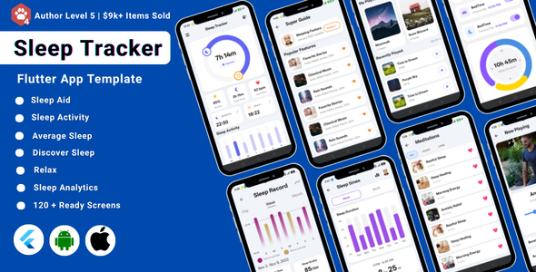 Sleep Tracker Flutter App UI Kit | Sleep Analysis  Wellness