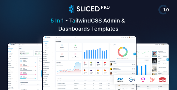 Sliced Pro – Angular, Laravel, ASP.Net Core, MVC  CakePHP Admin  Dashboard Template