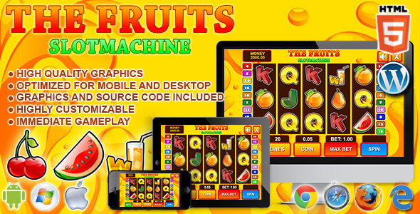 Slot Machine The Fruits – HTML5 Casino Game