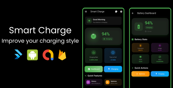 Smart Charge – Complete Flutter Battery Monitoring  Animation App