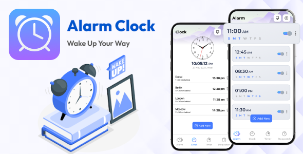Smart Clock – Wake Up – Timer  World Clock – Easy Alarm Management – Timer Alarm Clock